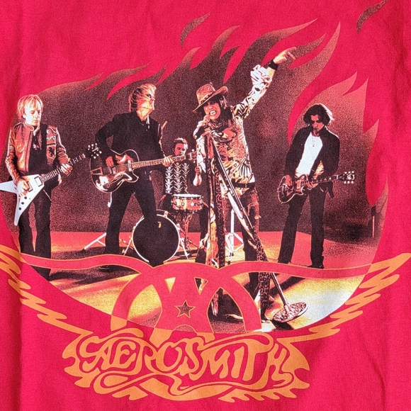 Vintage '03 Aerosmith Tour T-Shirt Men's M Red Graphic Screen Print 100% Cotton - Picture 3 of 10